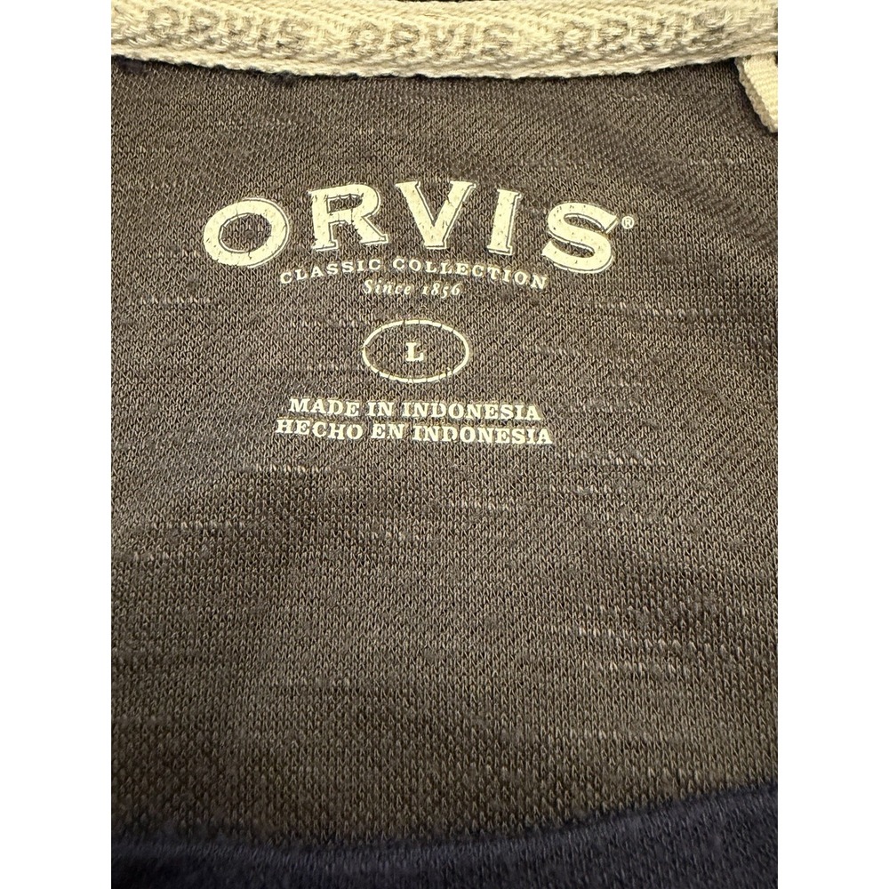 Orvis Classic Collection Men's Blue Rayon/Poly Knit Logo Crew Neck Pullover  L - Picture 3 of 8